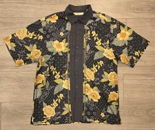 Tommy Bahama 100 Silk Hawaiian Camp Floral All Over Print Shirt Men's XL Button