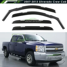 For 2007-2013 Silverado Crew Cab In-Channel Rain Guards Window Visors Vent Shade