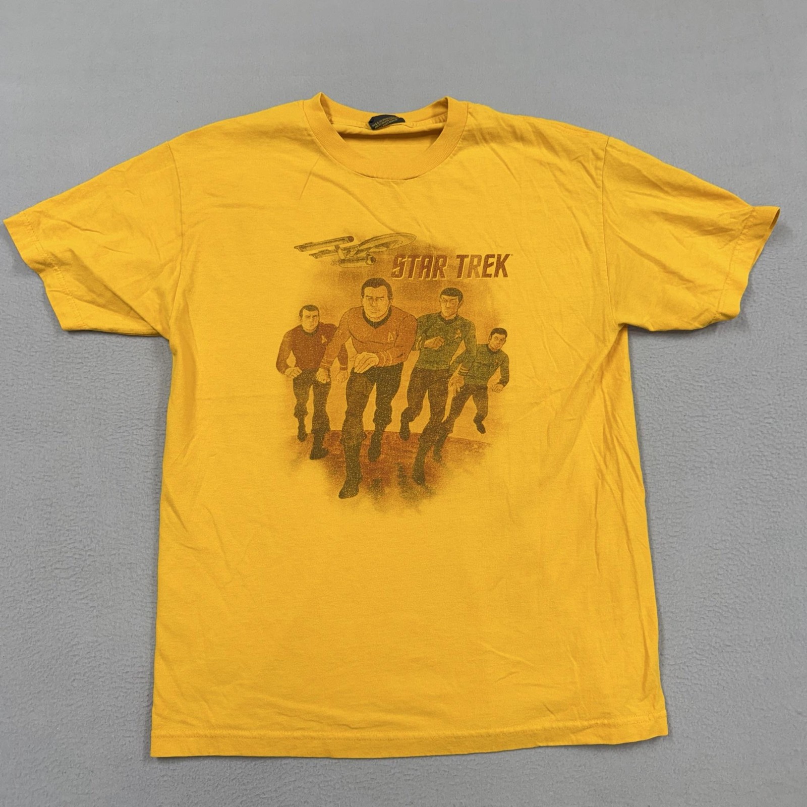 Star Trek Shirt Mens Medium Yellow Captain Kirk Spock Graphic Tee TV Show