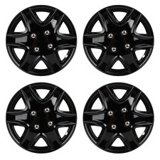 4pcs 14 Wheel Hub Caps Snap On Wheel Rim Covers Black Kit For R14 Tires 4 Lug