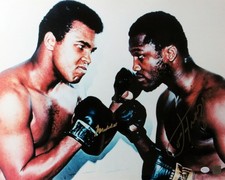 Muhammad Ali Joe Frazier Signed Autographed 16X20 Photo Pose On Gloves Auto OA