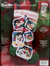 Bucilla Plaid FELT APPLIQUE STOCKING KIT Frosty Snowman Family Christmas 84939
