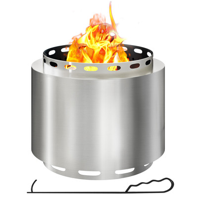 Feuerstelle Edelstahl silber Ø48,5x38,5cm rauchfrei kugelförmig Outdoor Poker65