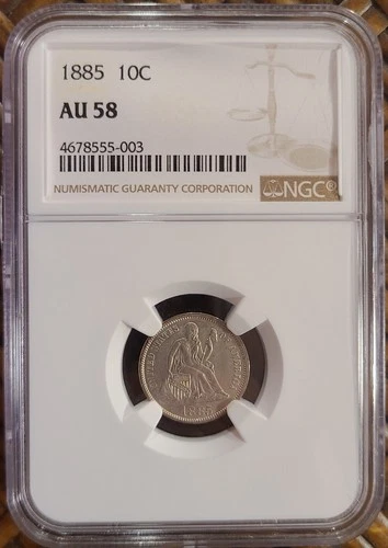 1885 Seated Liberty Dime NGC AU58