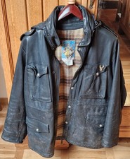Ancien BLOUSON moto authentique JAPA (France) taille L Veste Cuir capuche 1983
