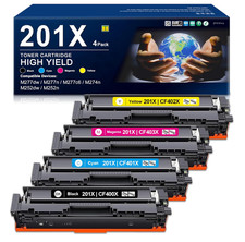 For HP 201X Toner High Yield Cartridges 4-pack Set Color Pro 201A CF400X B/C/M/Y