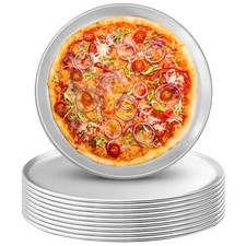 Tomeurperf 10 Packs Pizza Pans Bulk Aluminum Pan Round 12 Inch, Silver 