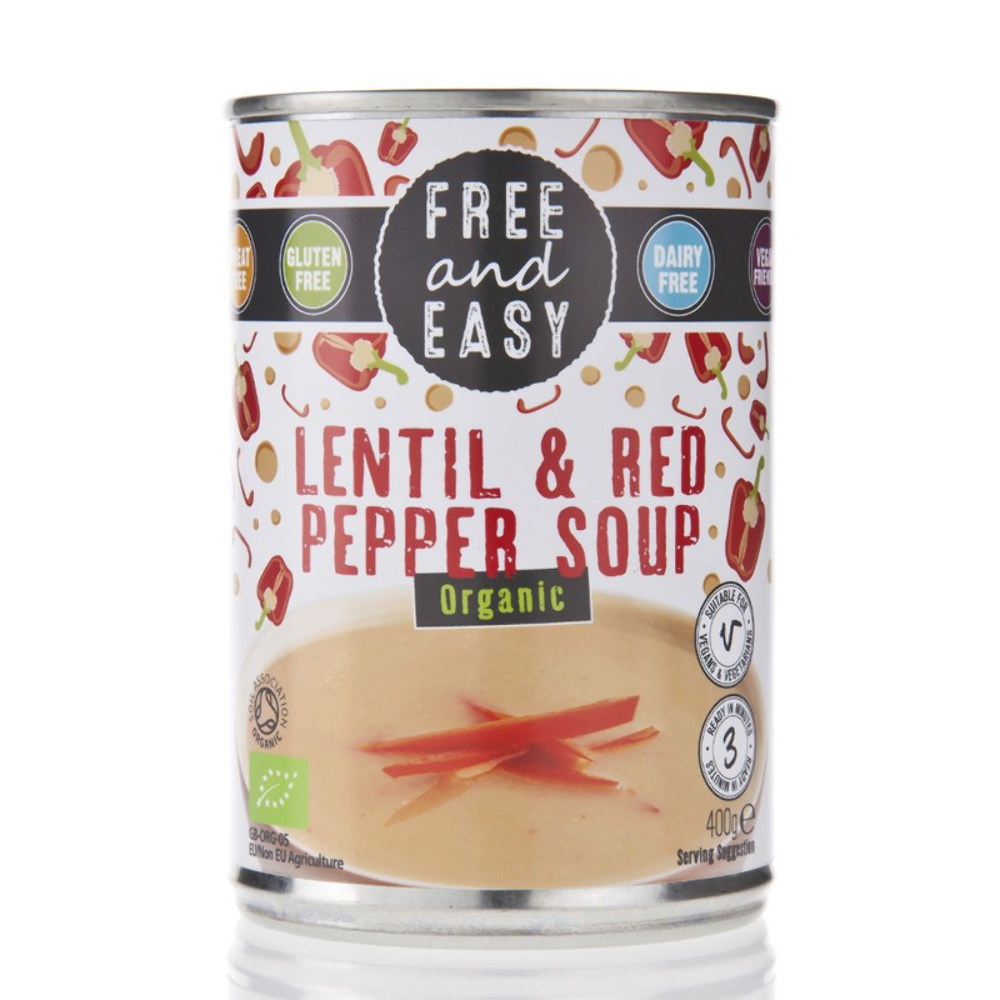 Free & Easy Organic Lentil & Red Pepper Soup 400g Gluten Free
