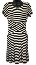 Y2K ECI New York Black White Striped Dress Size Small Super Soft Stretchy Casual