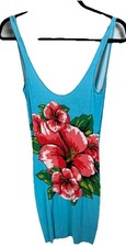 Rampage Beach Cover Up Tank Dress Scoop Neck Floral Sz XS 