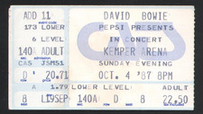 DAVID BOWIE CONCERT TICKET STUB OCT 4 1987 KEMPER ARENA KANSAS CITY MO