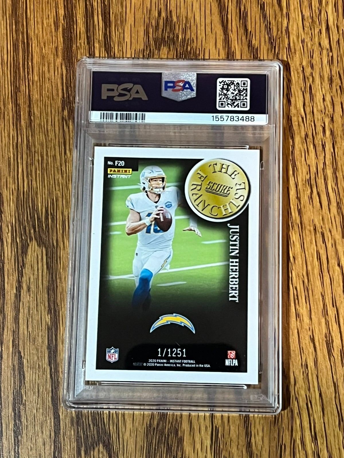 2020 PANINI INSTANT NFL SCORE THE FRANCHISE #F20 JUSTIN HERBERT RC PSA 10 view 2