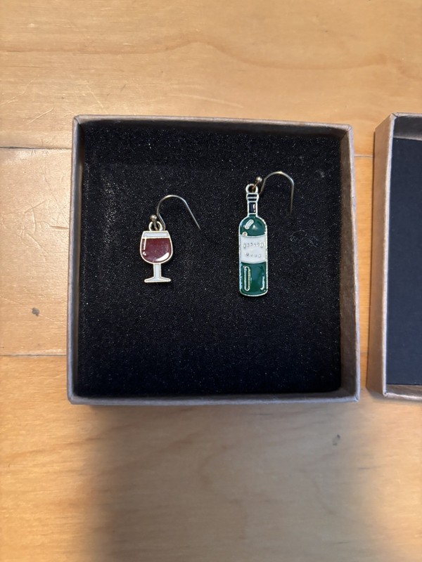 Fun Red Wine Bottle And Wine Glass Dangle Drop Earrings Wine Accessories Casual