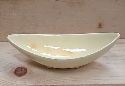 Vintage Art Studio Mid-Century Yellow Boat Dish/Footed/Signed 8.25''x3.5''