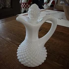 Vintage Westmoreland Milk Glass English Hobnail Cruet with Stopper 4.25”