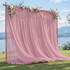 Dusty Rose Chiffon Backdrop Curtains Wrinkle Free Sheer Drapes 10x10 Ft 2 Panels