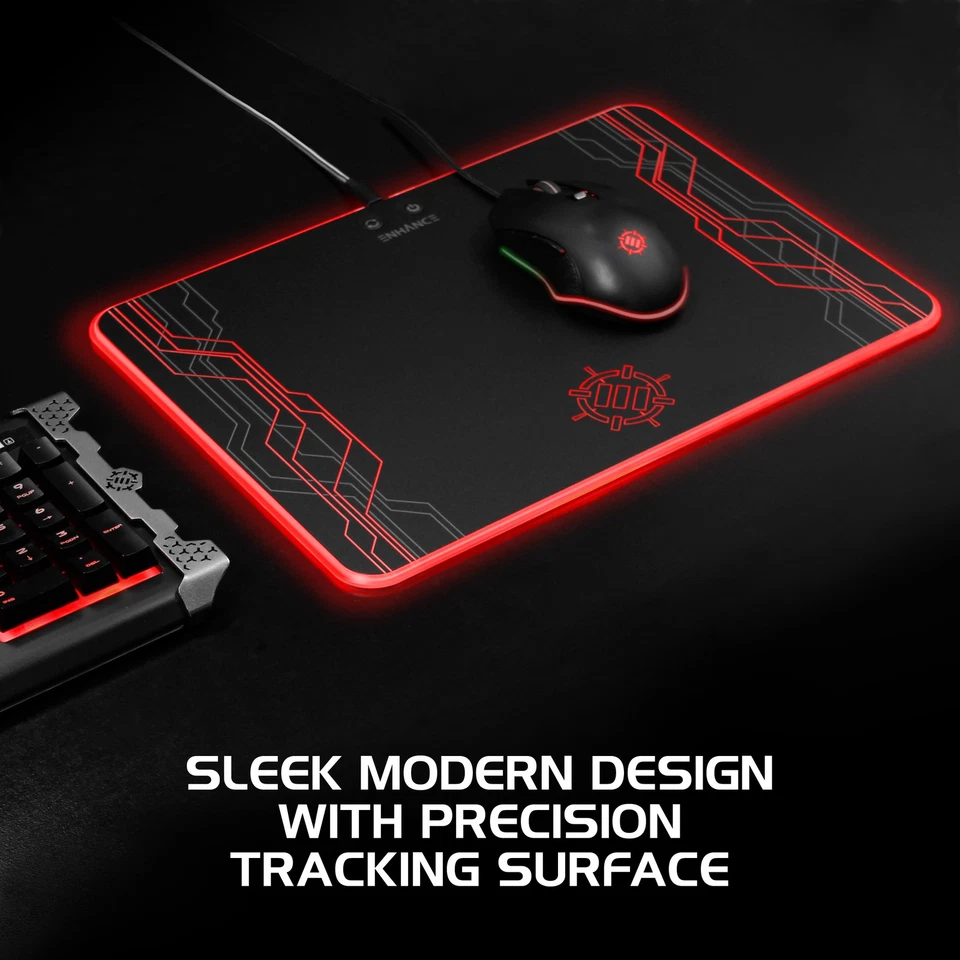 ENHANCE Large Hard Surface LED Gaming Mouse Pad - 7 RGB Light Up Modes - Image 3 of 4