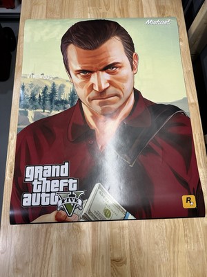 Grand Theft Auto GTA 5 GameStop Double Sided Promo Poster Michael Super Rare!