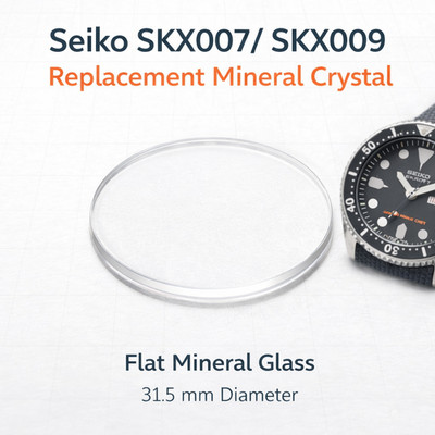 Seiko SKX007 SKX009 Replacement Mineral Crystal   31.5mm Flat Diver Glass