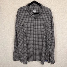 HUK Performance Fishing Shirt Men’s 3XL Gray Plaid Lightweight Button Up