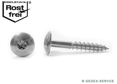 TRESPO Holzschrauben 9086 4,8 25 bis 70 mm Lang TORX EDELSTAHL V2A Flachrundkopf