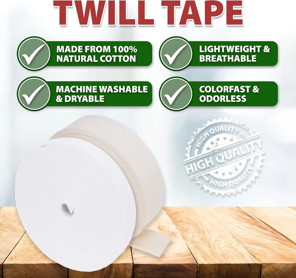 Cinta de sarga de algodón negro - 2 pulgadas de ancho 50 yardas cinta sesgada de espiga... Foto 3 de 4