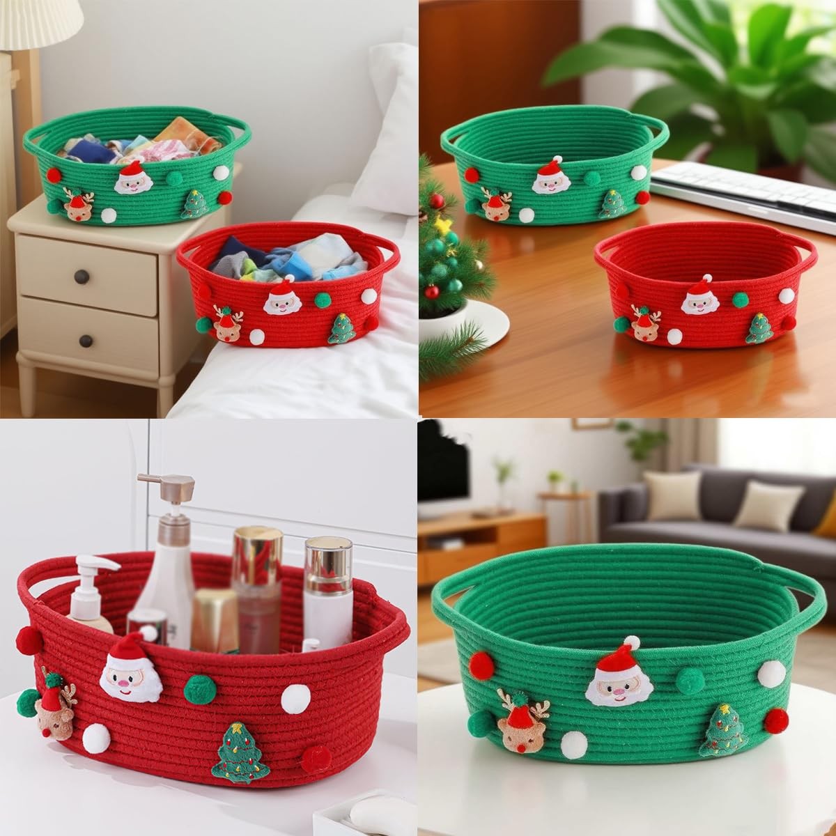 Gift Basket Empty for Christmas, Christmas Decorative Basket with Gift Bags and 