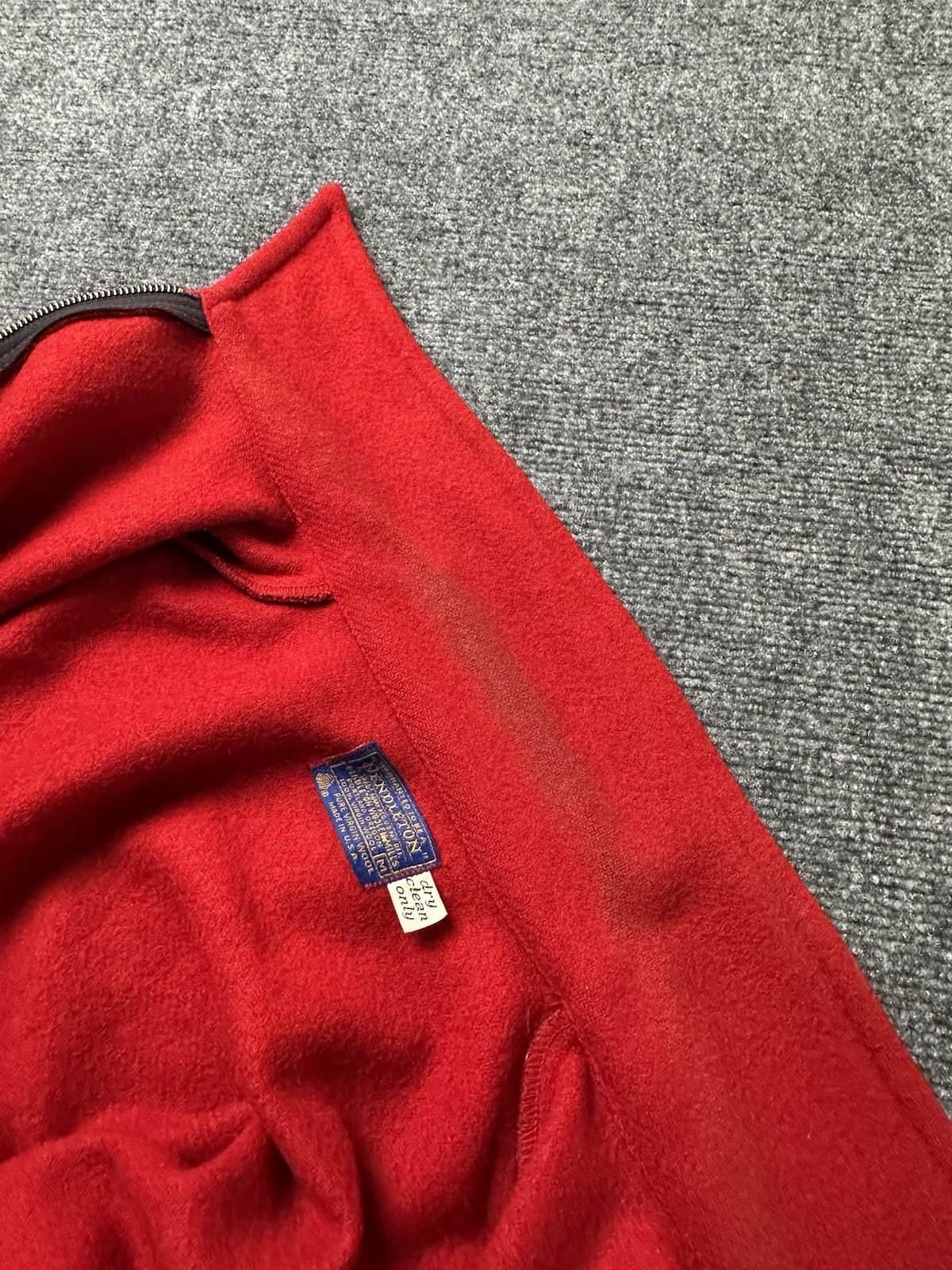 Mens Wool Pendleton Red Zip Front Jacket 1960s Ma… - image 10