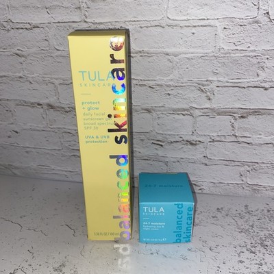 TULA Protect + Glow SPF 30 3.38fl Oz & 24/7 Moisture 0.49oz Mini Bundle