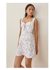 REFORMATION ELETTRA FLORAL LACE-UP LINEN MINI DRESS 4 =S