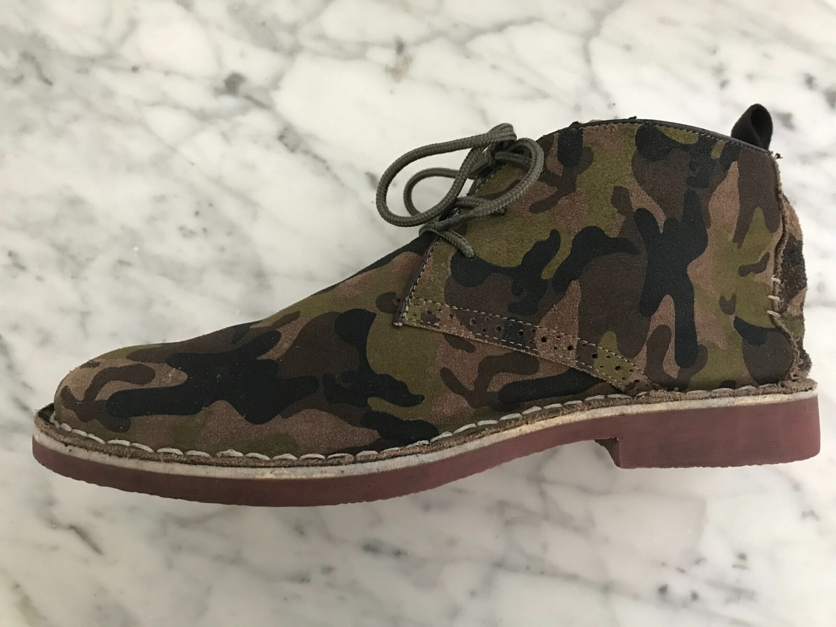Men\'s GRAY Saks Fifth Avenue Suede Lace Up Camo Dress Boots Size 8 M READ Saks Fifth Avenue Men main image 4