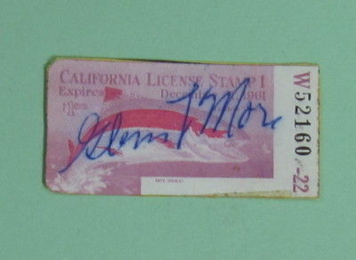 1961 California Trout Salmon Fishing Stamp License 