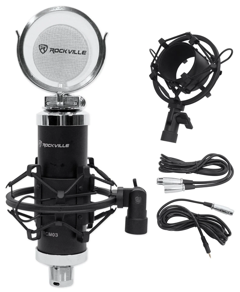 Rockville RCM03 Pro Studio Recording Condenser Microphone Mic+Shock Mount+Shield - Image 2 of 4