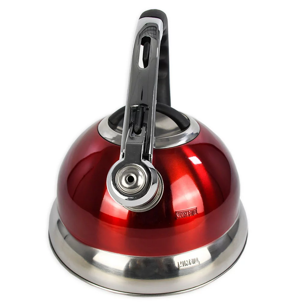 Mainstays 3 Liter Whistling Tea Kettle, Stainless Steel, Red eBay