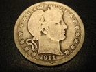 1911-P 90% Silver Barber Quarter