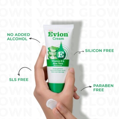 2 x Evion alovera Moisturising Cream 60g For Dry Skin with Aloe Vera & Vitamin E
