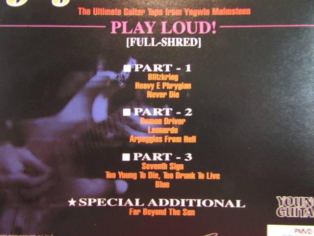 Yngwie Malmsteen Play Loud Full Shred Instructional Video CD NOT