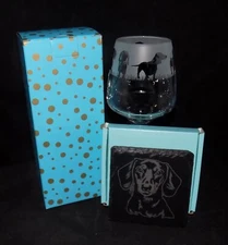New DACHSHUND Gift Set - Wine Glass and Coaster - Beautiful gift to give!