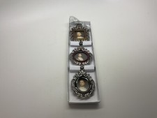 VTG Set 3 Mini Silver Tone Jeweled Enamel Connected Hanging Picture Frames
