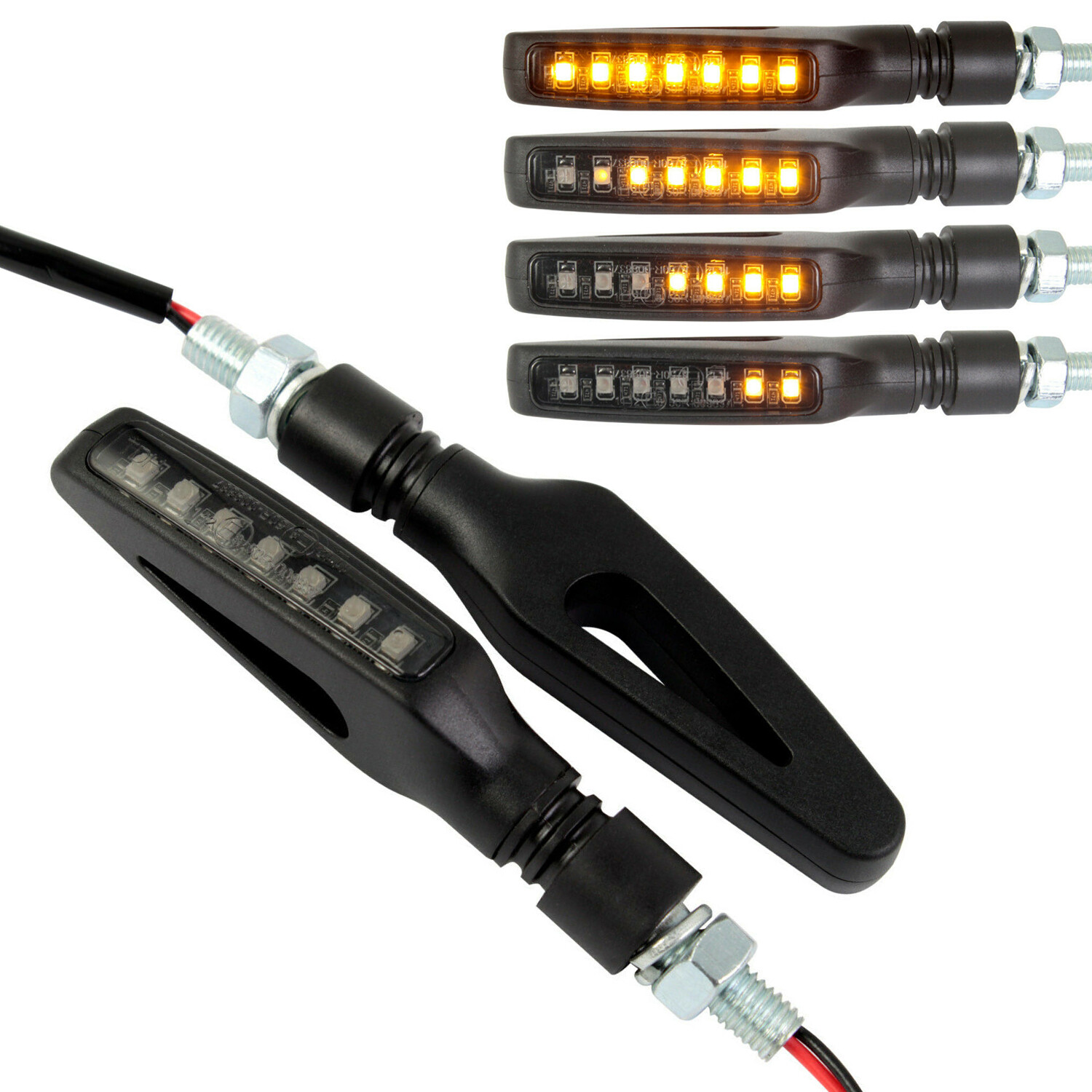 Sequential Motorcycle LED Indicators Pulsar Motorbike Flashers Blinkers x1 Pair