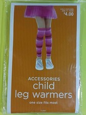 Child Leg Warmers Pink Horizontal Stripes One Size Knitted Costume Accessory