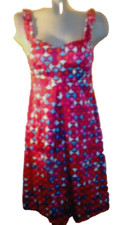 ELLEN & OLLIE Red/Blue/Pink/Purple Dress, Ruffle Straps Lined Cotton Size 2 VGC