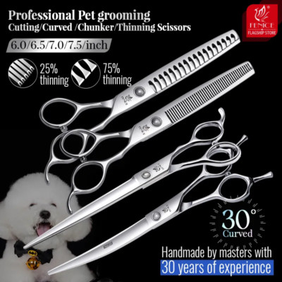 Fenice 6/6.5/7/7.5 Inch Professional Pet Dogs Grooming Scissors Set For Novice