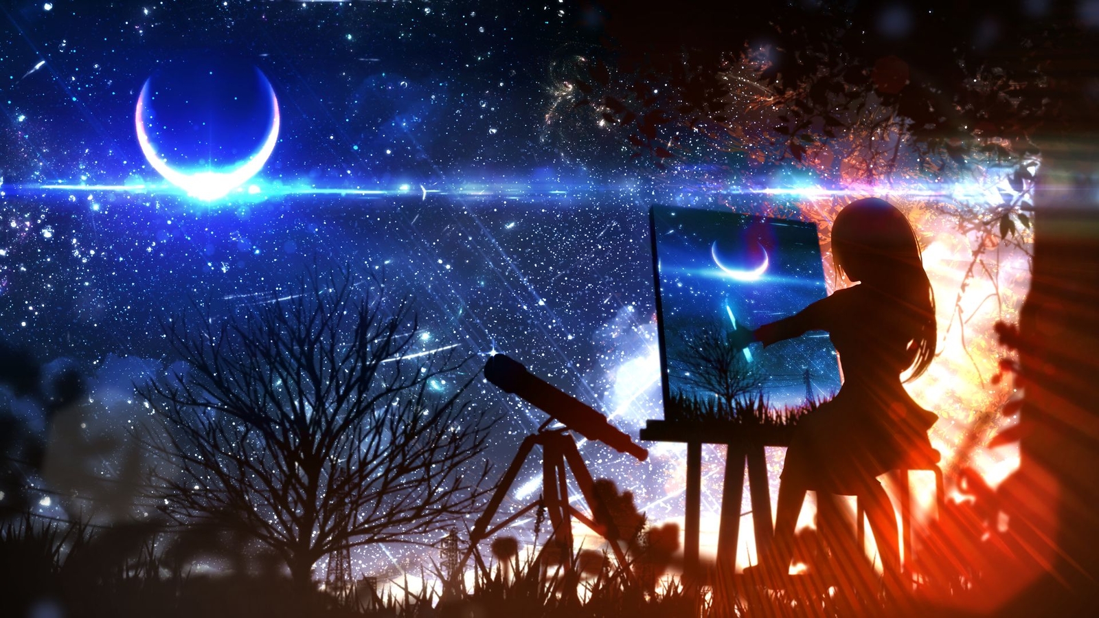 Anime girls women digital art artwork illustration Playmat Gaming Mat Desk