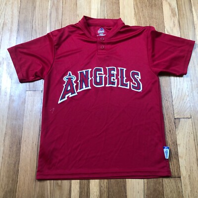 Majestic Angels Shirt Boys Medium Los MLB Baseball Red T-shirt New Defects