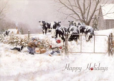 Children & Cows: My Turn - Box of 18 Christmas Cards by LPG Greetings