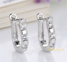 1.50CT Round Cut Diamond Huggie Hoop Jewelry Earrings 14K White Gold Finish