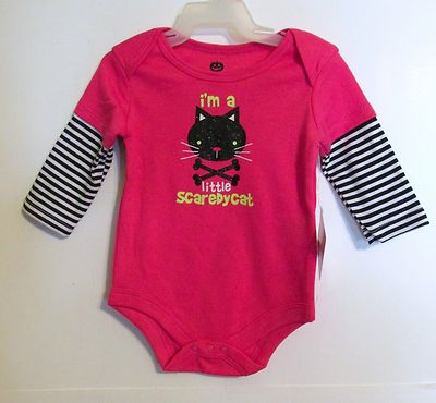 Infant Girls Halloween 'Scaredy Cat' Body Suit (Size 0-3 M) BRAND NEW W TAGS