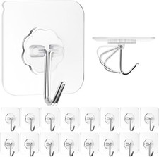 Large Adhesive Hooks for Hanging Heavy-Duty 22Ibs 16 Packs for Bags Bathroom Out