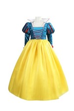 Snow White Cosplay Costume Kid Girl Child Halloween Party Ball Long Dress